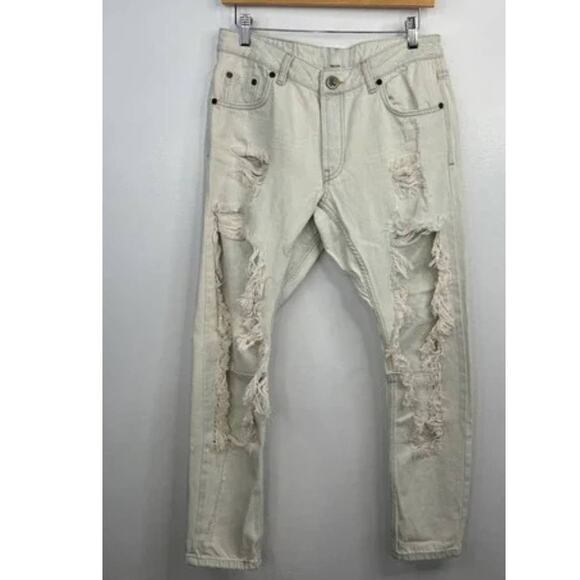 New One Teaspoon Brando Saints Destroyed Denim Jeans $178 Size 26 - Picture 5 of 8